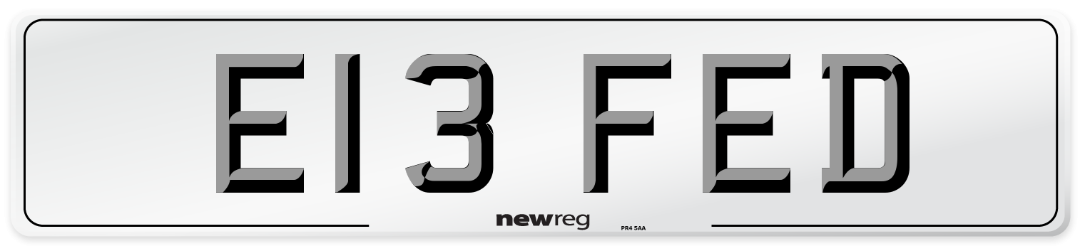E13 FED Number Plate from New Reg